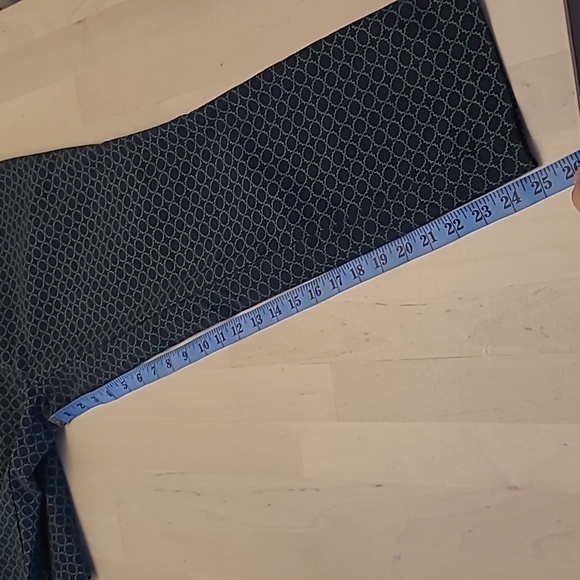 NWOT KENAR Stretch Blue and Green Patterned Trousers with Pockets - Picture 6 of 13